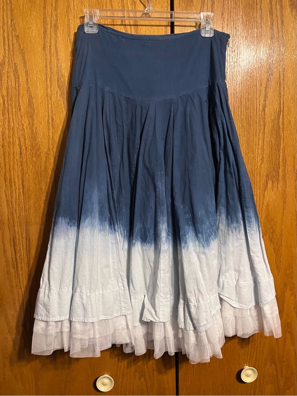 Women's Navy and White Ombre Full Circle Skirt